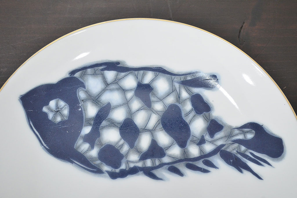 昭和レトロ　名陶(MEITO)　魚図　ケーキ皿セット(洋食器)(R-047429)