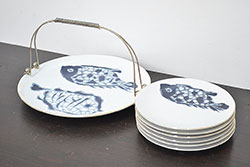 昭和レトロ　名陶(MEITO)　魚図　ケーキ皿セット(洋食器)(R-047429)