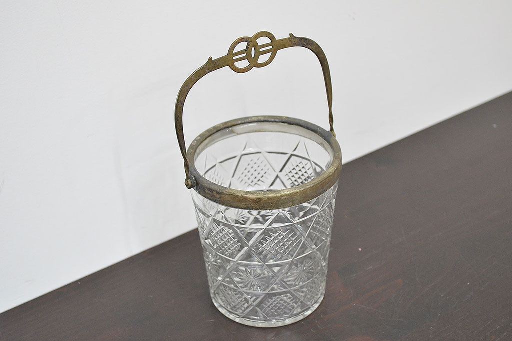 昭和初期　古い切子ガラス　アイスペール(氷入れ、アイスバスケット)(R-047439)