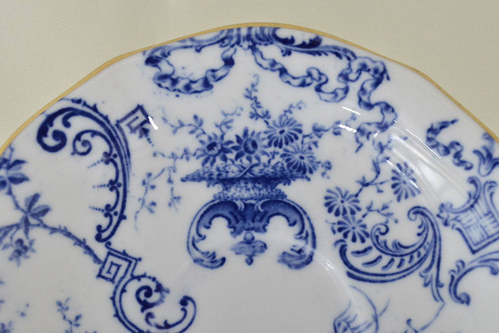 イギリス　1898年　ロイヤルクラウンダービー　印判花籠図　モカカップ&ソーサー(ROYAL CROWN DERBY、洋食器)(R-047442)