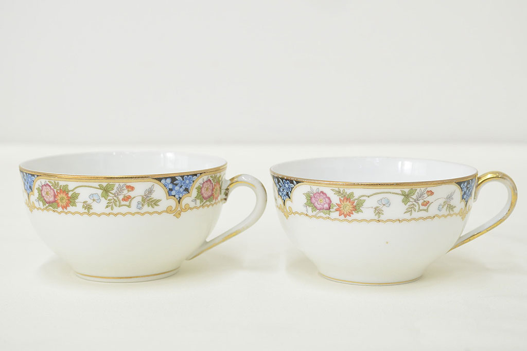 オールドノリタケ　カップ&ソーサー2客　KPM皿　大・小各2枚(洋食器、Noritake)(R-047444)