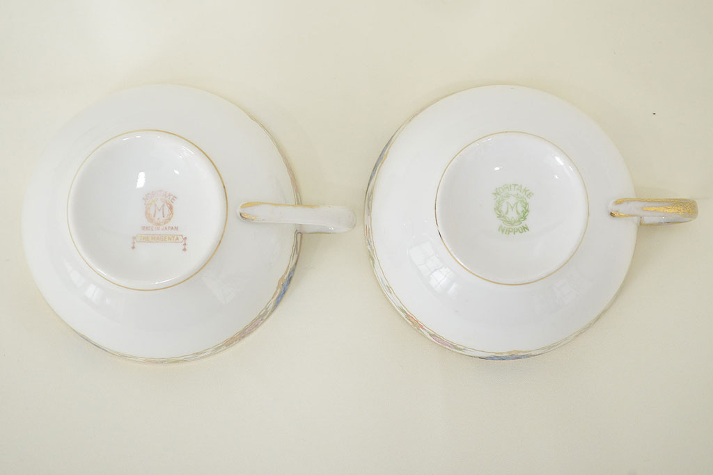 オールドノリタケ　カップ&ソーサー2客　KPM皿　大・小各2枚(洋食器、Noritake)(R-047444)