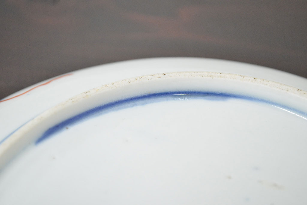 江戸幕末期　伊万里焼　唐草色絵　六寸皿2枚(中皿、和食器)(R-047451)