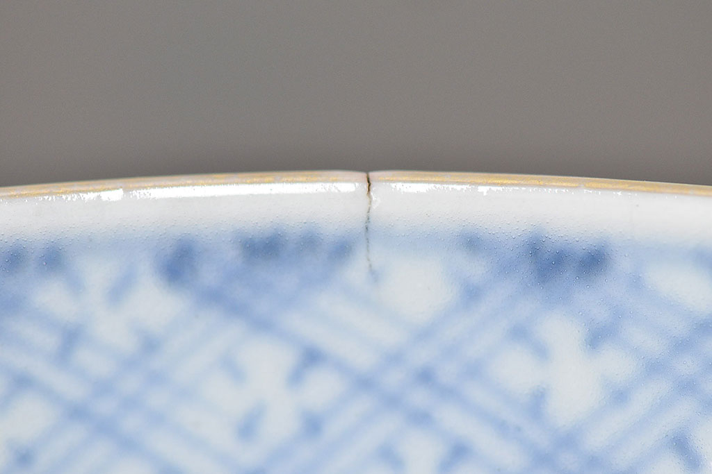 江戸幕末期　伊万里焼　唐草色絵　六寸皿2枚(中皿、和食器)(R-047452)