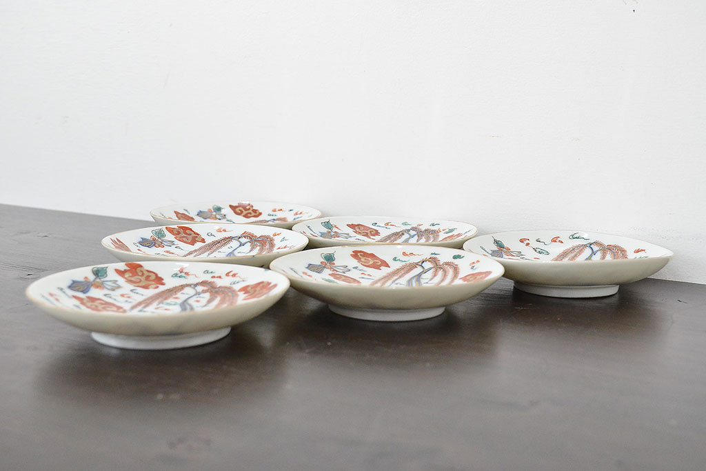 江戸期　伊万里焼　色絵　小皿6枚(和食器)(R-047453)