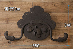 アンティーク雑貨　巾着モチーフが趣溢れる蔵戸の錠前金具(ディスプレイ雑貨、蔵戸パーツ)(R-047494)