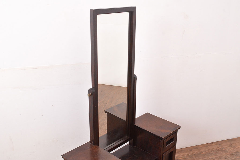 中古　松本民芸家具　M型一面鏡I　直線的なデザインが美しいドレッサー(姿見、鏡台、ミラー)(定価約24万円)(R-047555)