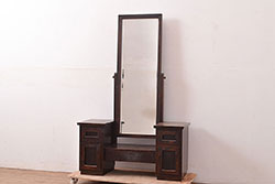 中古　松本民芸家具　M型一面鏡I　直線的なデザインが美しいドレッサー(姿見、鏡台、ミラー)(定価約24万円)(R-047555)