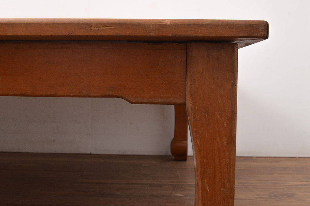 和製アンティーク　便利な折り畳み式!上品な佇まいの栓材製のテーブル(座卓、ローテーブル)(R-047557)