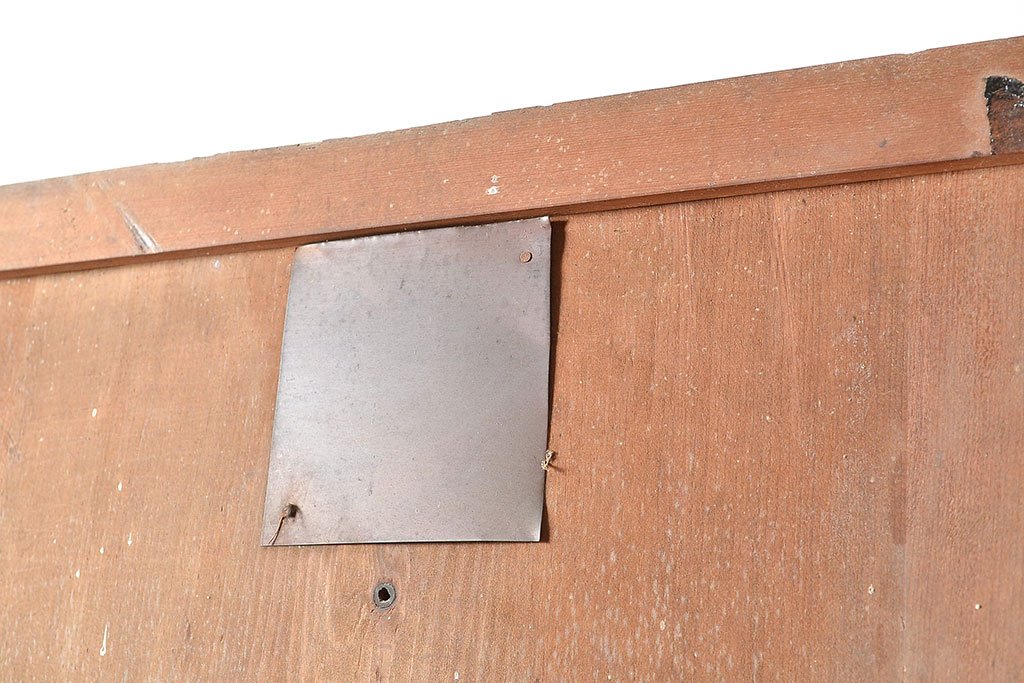 和製アンティーク　前面ヒノキ材　ノスタルジックな空間を高める三尺重ね戸棚(収納棚、キャビネット、食器棚)(R-047592)