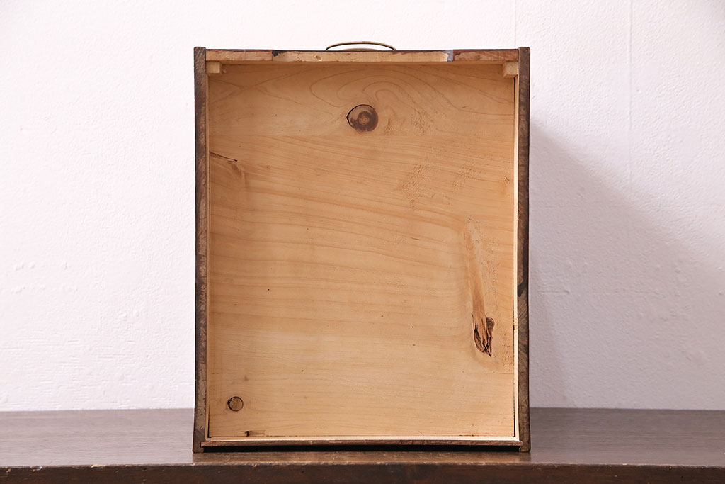 和製アンティーク　昭和中期　木色のコントラストがお洒落な小引き出し(小物収納、卓上収納)(R-047633)
