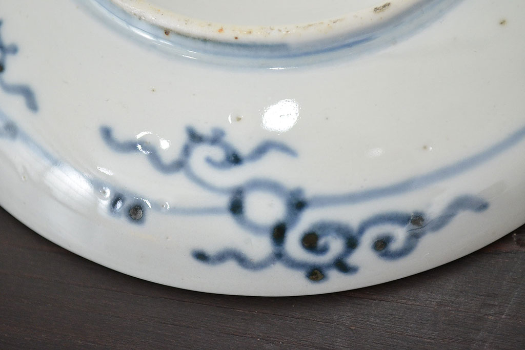 江戸期　古伊万里　富長貴春　小皿2枚(色絵、染付、和食器)(R-047728)