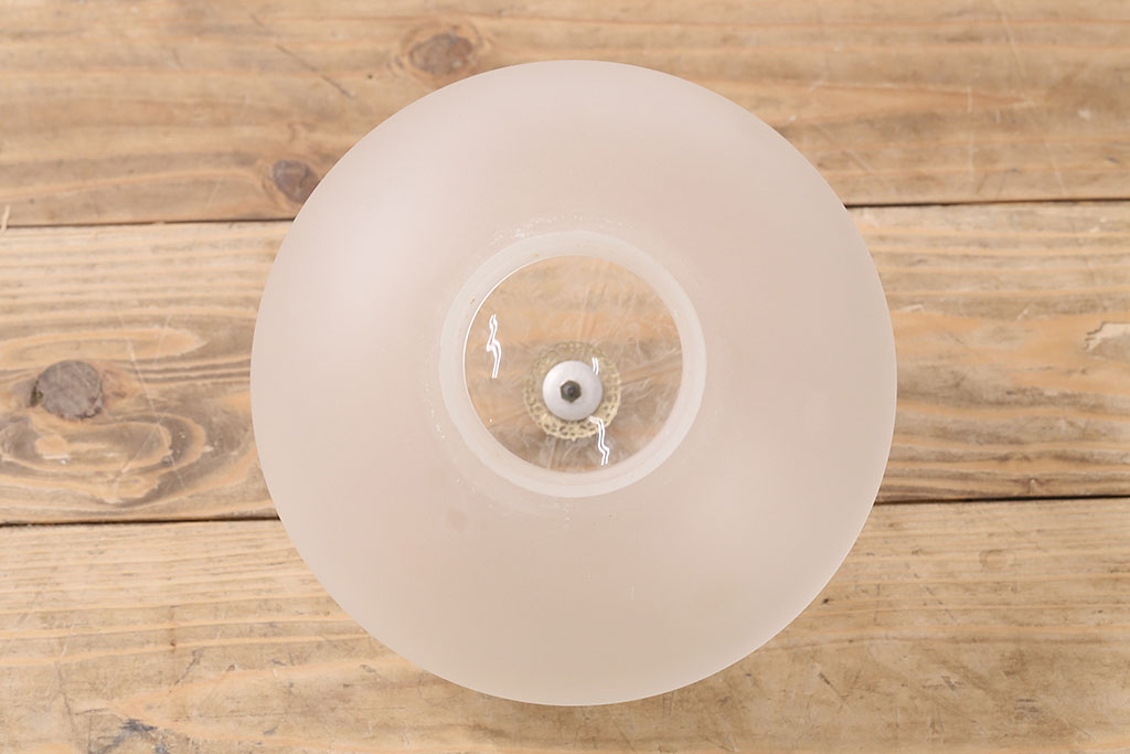 アンティーク照明　昭和初期　摺ガラス地結霜ガラス　上品で凝った作りが魅力的なグローブ照明(ガラスシェード、天井照明、吊り下げ照明)(R-047780)