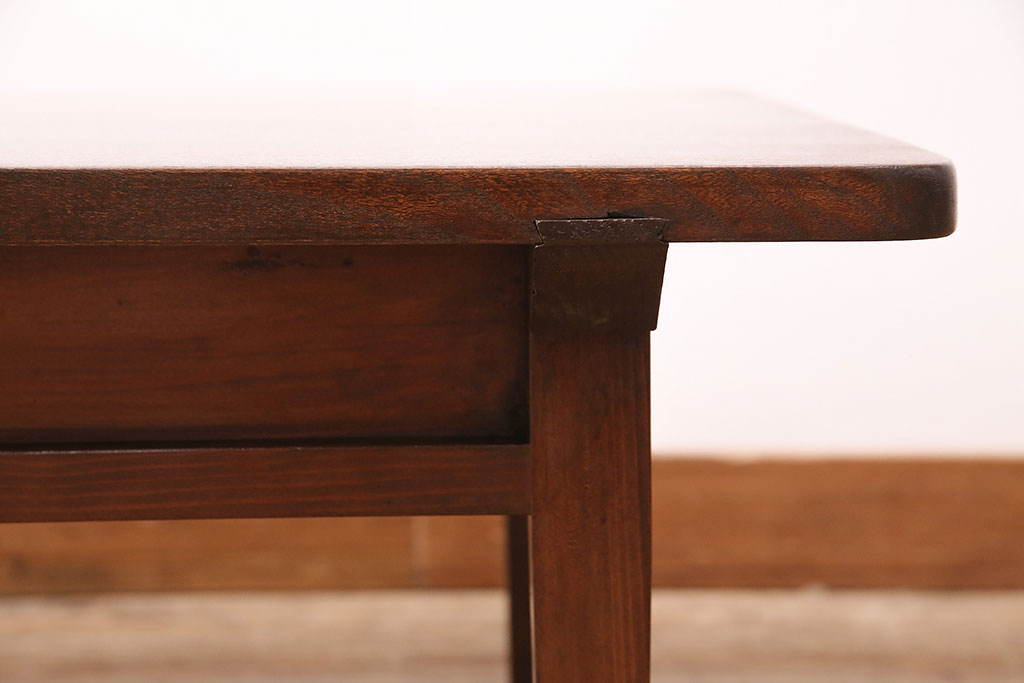 和製アンティーク　シンプルな佇まいが魅力的!栓材一枚板を使った文机(座卓、座机、ローテーブル、センターテーブル)(R-047830)