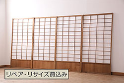 アンティーク建具　シンプルで取り入れやすい障子戸4枚セット(引き戸、建具)(R-047851)