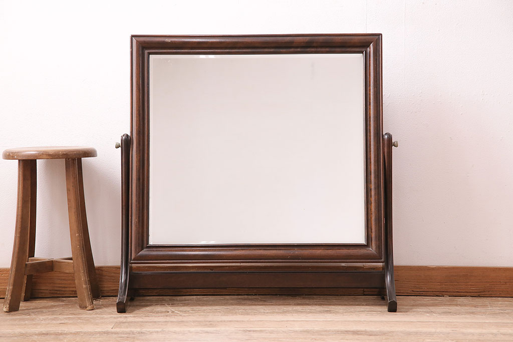 中古　松本民芸家具　シックな佇まいが魅力的なA型置き鏡(ミラー)(定価約14万3千円)(R-047882)