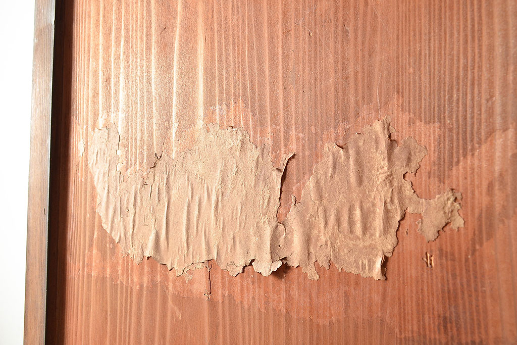 和製アンティーク　前面ケヤキ材　赤みがかった木色が目を引く上手物の重ね戸棚(収納棚、食器棚、キャビネット、ガラス戸棚)(R-047947)