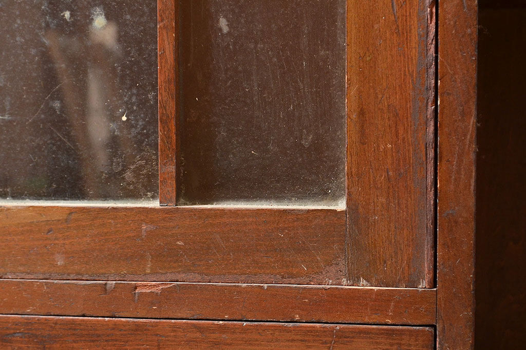 和製アンティーク　扉の意匠がおしゃれ!大正ロマン香るブックケース(本箱、収納棚、飾り棚、キャビネット)(R-047994)