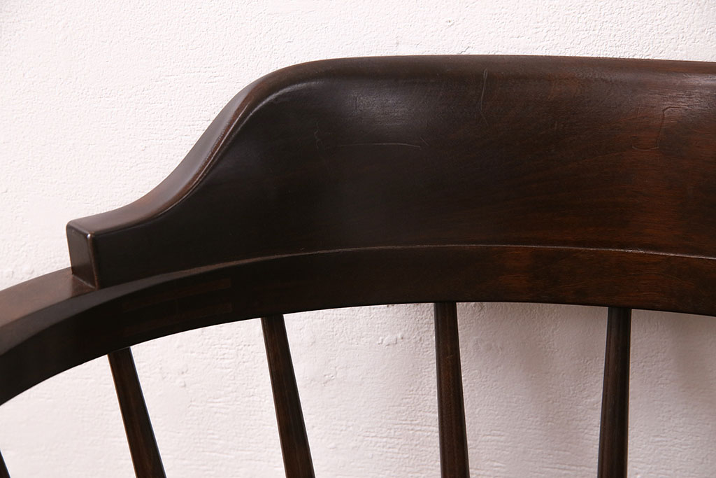 中古　松本民芸家具　背もたれが低いローバックタイプの#91型キャプテンチェア(アームチェア、椅子)(定価約11万円)(R-048009)