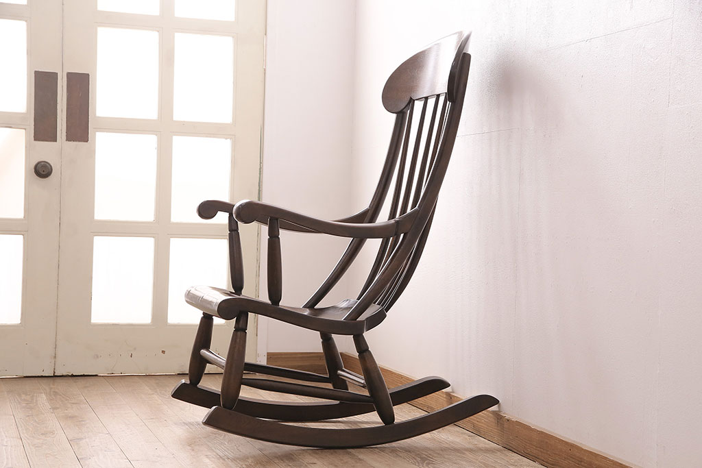 中古　希少　絶版品　松本民芸家具　 やすらぎのひとときにおすすめなG型ロッキングチェア(定価約47万円)(椅子、揺り椅子、アームチェア)(R-048020)