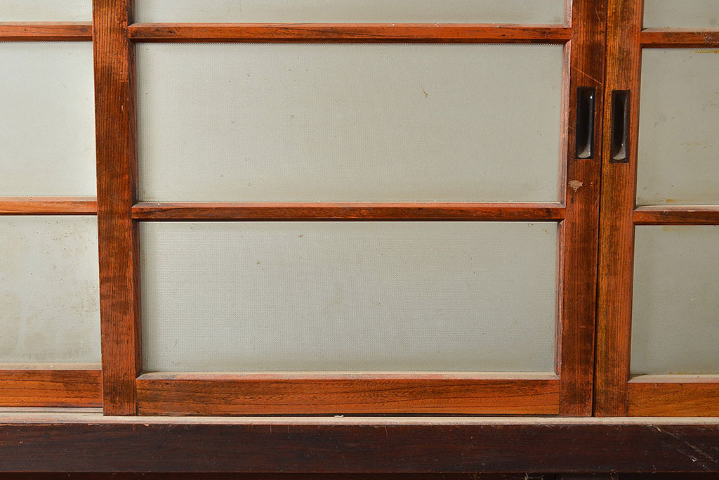 和製アンティーク　総ケヤキ材　八尺　迫力あるサイズが魅力!窓が付いた作りも珍しい、組子入りの特大衝立(8尺、つい立て)(R-048032)