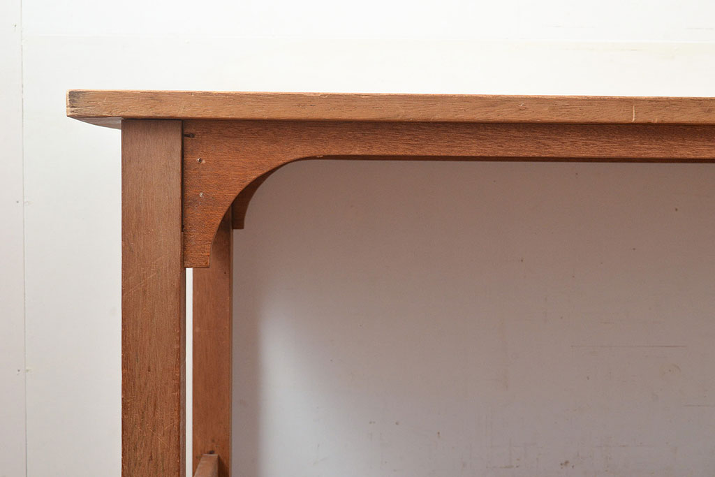 昭和レトロ　総無垢材でつくられたシンプルなデザインの作業台(ダイニングテーブル)(R-048044)