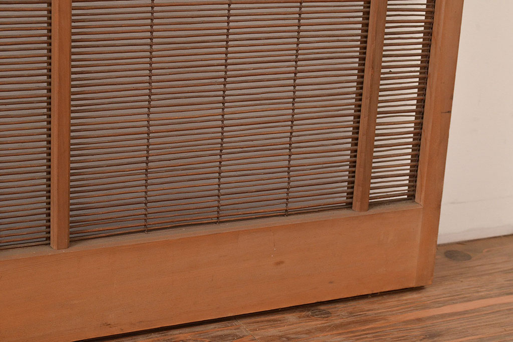 アンティーク建具　帯部分のデザインが目を引く品のある簀戸3枚セット(簾戸、葭戸、夏障子、すど、葦戸)(R-048055)