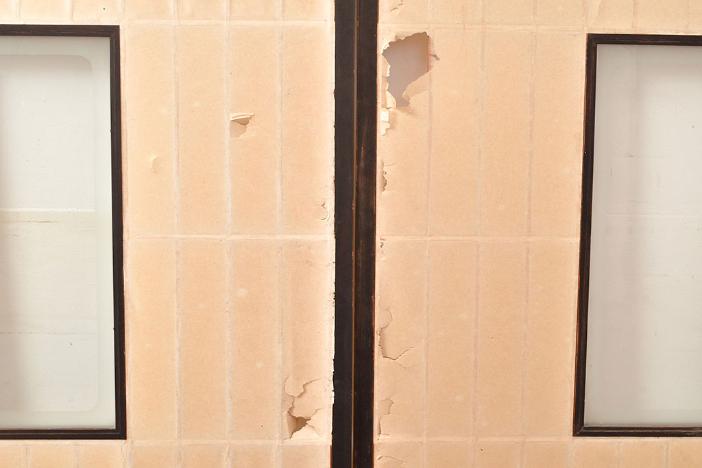 アンティーク建具　黒い框がモダンな印象を高める障子戸4枚セット(引き戸、建具)(R-048057)