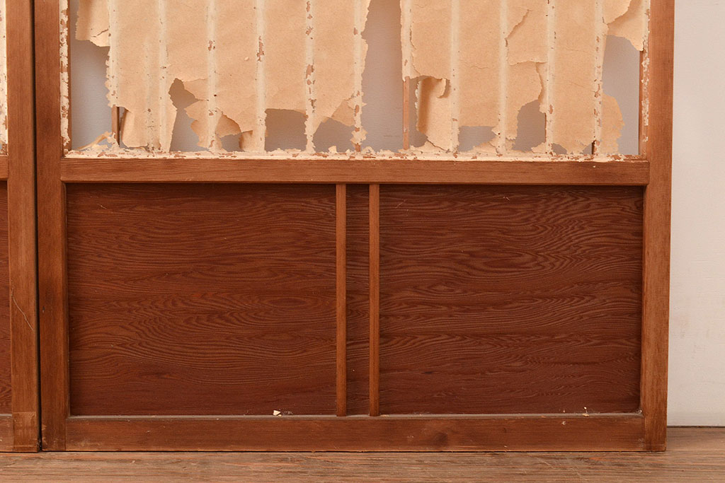 アンティーク建具　和レトロな雰囲気漂う障子戸2枚セット(引き戸、建具)(R-048059)