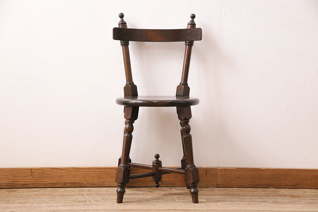 中古 松本民芸家具の凝った装飾が素敵な南京小椅子(イス、チェア)(R-048071)