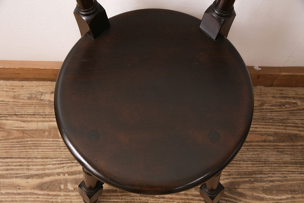 中古 松本民芸家具の凝った装飾が素敵な南京小椅子(イス、チェア)(R-048071)
