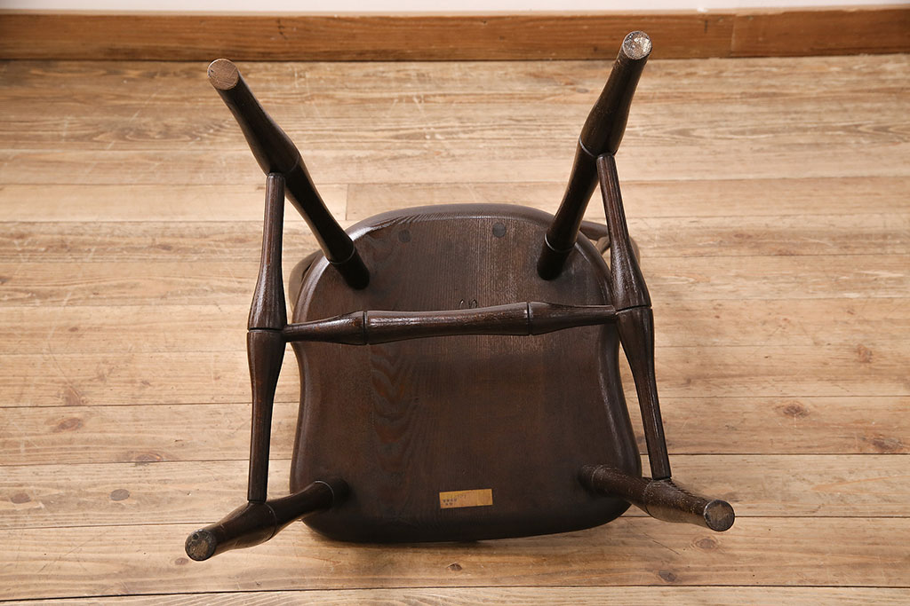 中古　松本民芸家具の竹節のデザインがお洒落なループバックチェア(定価約12万円)(ダイニングチェア、椅子、板座チェア)(R-048072)