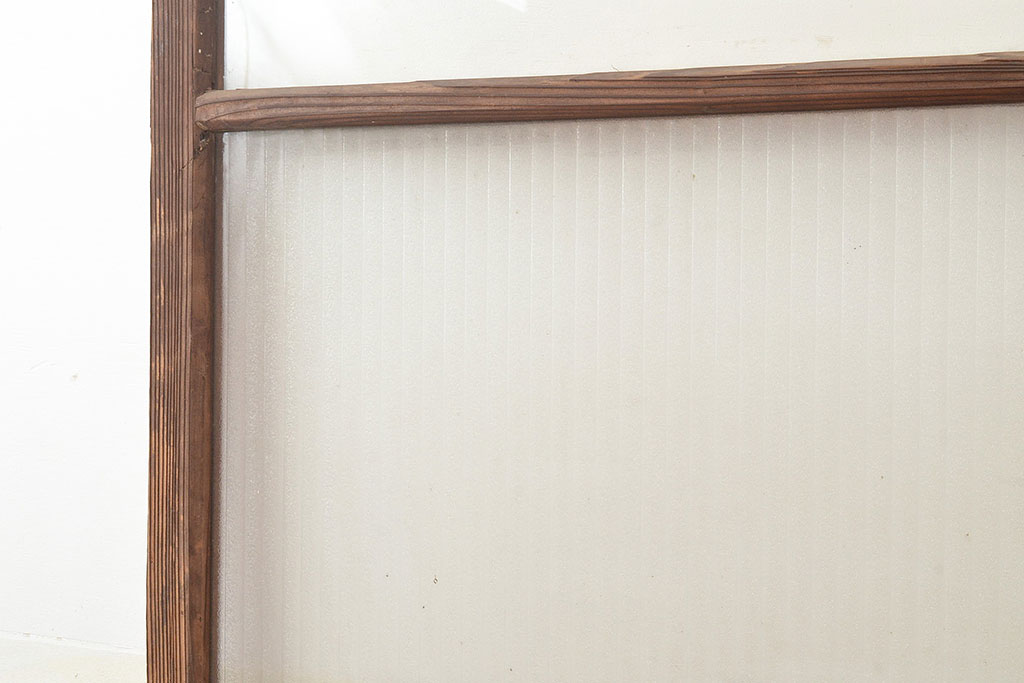 アンティーク建具　銀モール・すりガラス　古き良き時代を感じさせるレトロなガラス戸2枚セット(引き戸、建具)(R-048121)