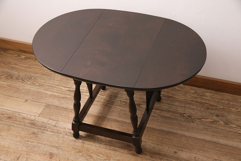中古　松本民芸家具の#83型　上品な佇まいのバタフライ卓(エクステンションテーブル、サイドテーブル、センターテーブル)(定価約13万5千円)(R-048127)