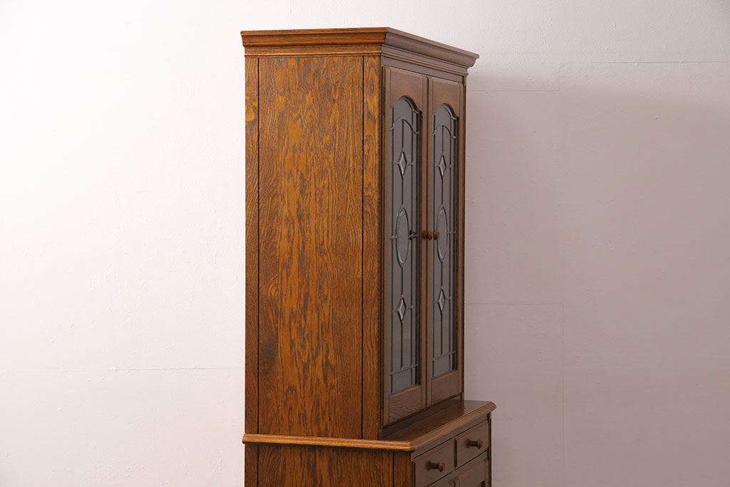中古美品　三越　Brugge　VE262　優雅なステンドグラスが魅力的なブルージュシリーズのキャビネット(定価約31万円)(食器棚、カップボード、収納棚)(R-048128)
