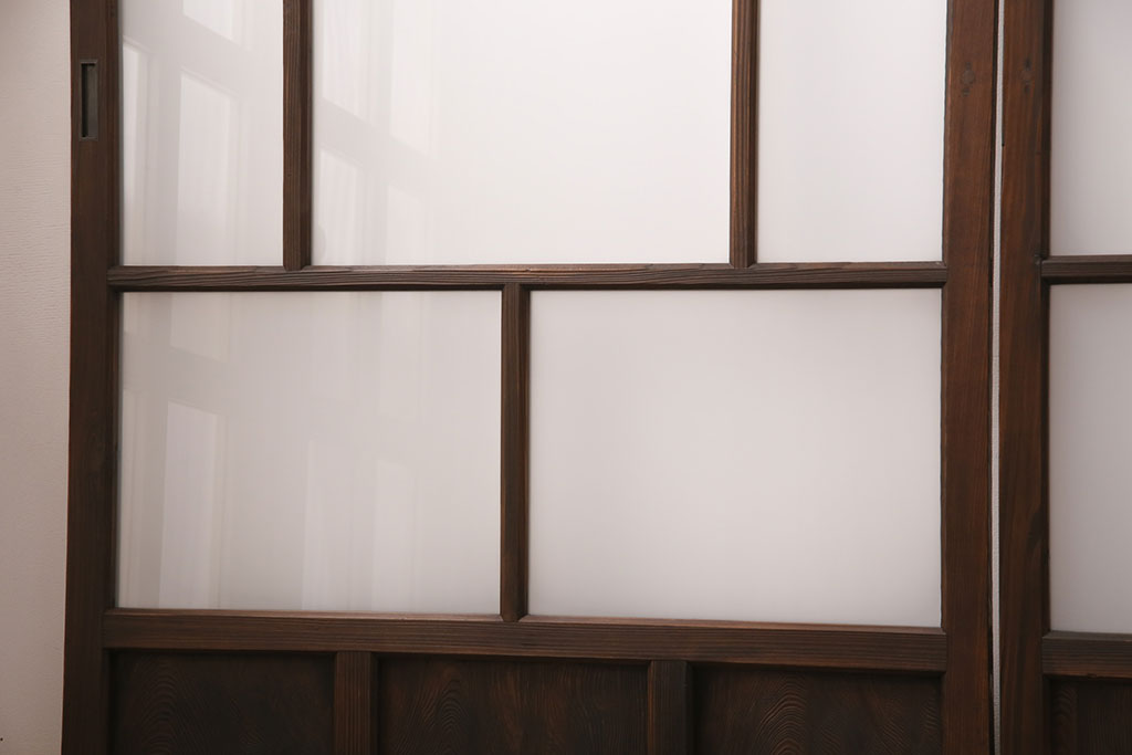 アンティーク建具　木の味わいを活かした空間づくりにおすすめなガラス戸2枚セット(窓、引き戸、建具)(R-048143)