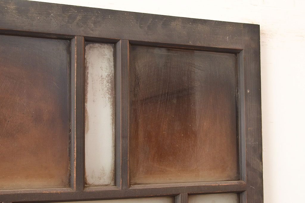 和製アンティーク　レトロな趣たっぷりなガラス扉(木製ドア、建具)(R-048146)
