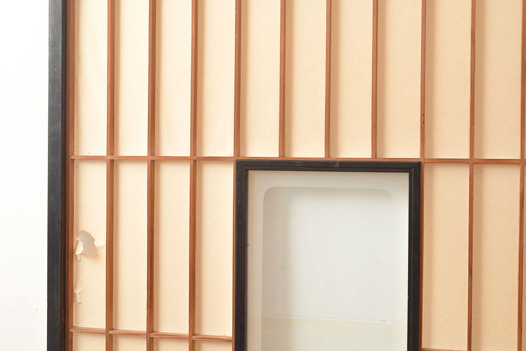 アンティーク建具　黒い框がモダンな印象を高める障子戸2枚セット(引き戸、建具)(R-048149)
