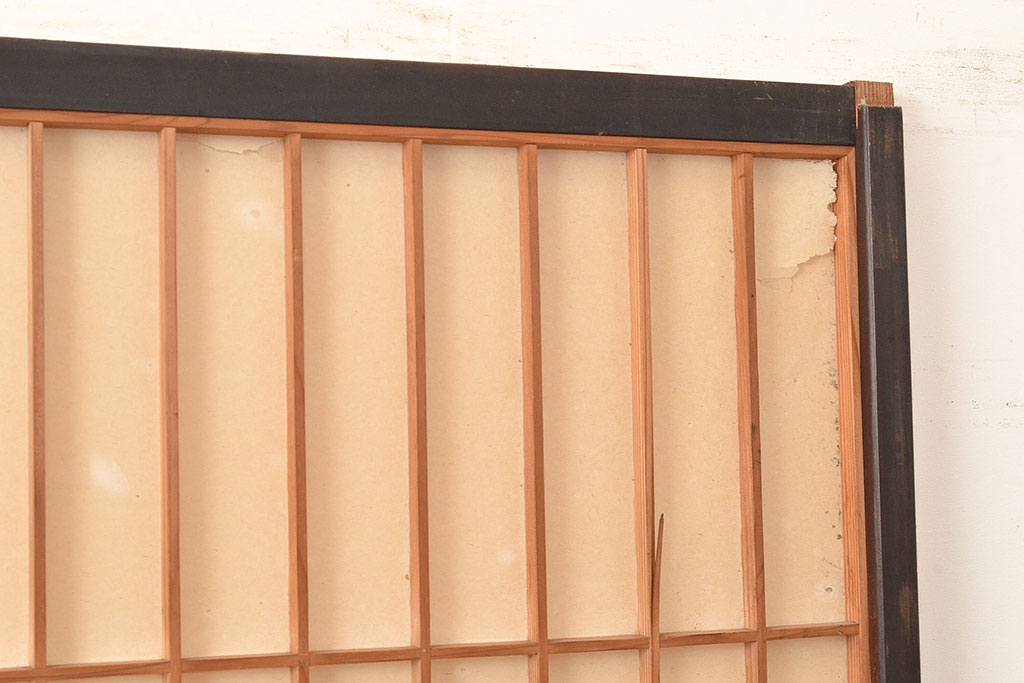 アンティーク建具　黒い框がモダンな印象を高める障子戸2枚セット(引き戸、建具)(R-048150)
