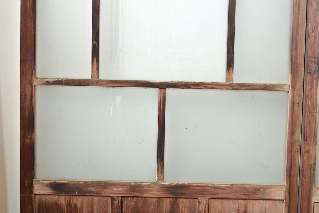 アンティーク建具　大正ロマンな雰囲気漂うガラス戸4枚セット(引き戸、玄関戸、建具)(R-048180)