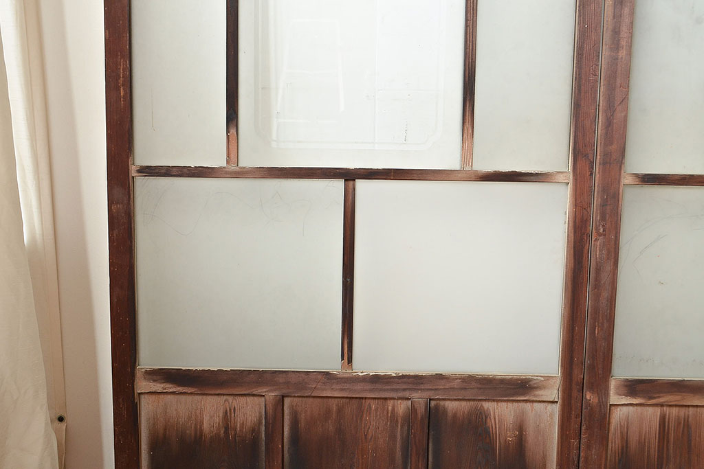 アンティーク建具　大正ロマンな雰囲気漂うガラス戸4枚セット(引き戸、玄関戸、建具)(R-048182)