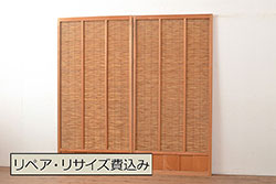 日本製　アンティーク　チーク材　古い洋館の上質で重厚な引き戸2枚セット(ガラス戸)