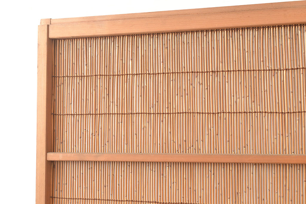 和製アンティーク　マス目格子がアクセントの風流な御簾戸2枚セット(簾戸、簀戸、葭戸、夏障子、夏戸、すど、葦戸)(R-048248)
