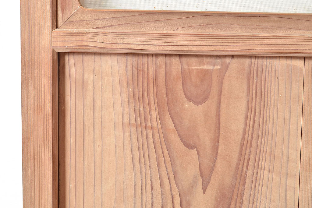 和製アンティーク　窓付き　シンプルなデザインと味のある木肌が魅力的な木製ドア(扉、建具)(R-048250)
