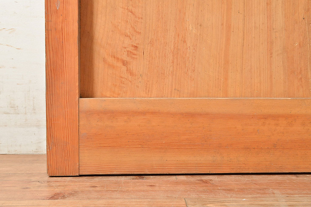 アンティーク建具　ヒノキ材　粋な和の雰囲気を盛り上げる亀甲金網付きの蔵戸(引き戸、玄関戸)(R-048263)