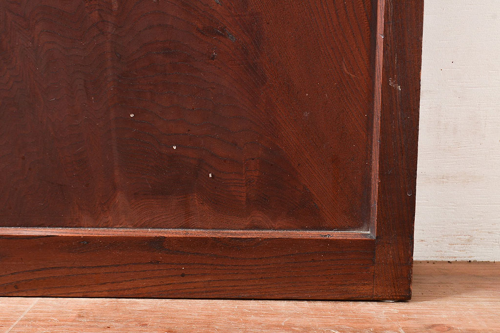 アンティーク建具　上手物!ケヤキ材が使われた和の趣溢れる格子戸2枚セット(障子戸、引き戸、建具)(R-048275)