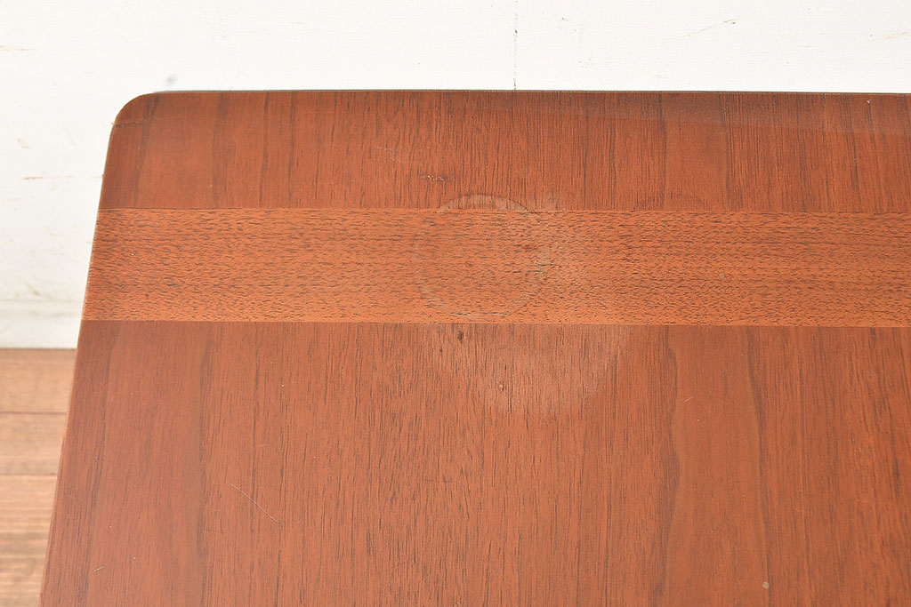アメリカ　ヴィンテージ　チーク材　天板のラインがおしゃれなテーブル(ローテーブル、ビンテージ)(R-048280)