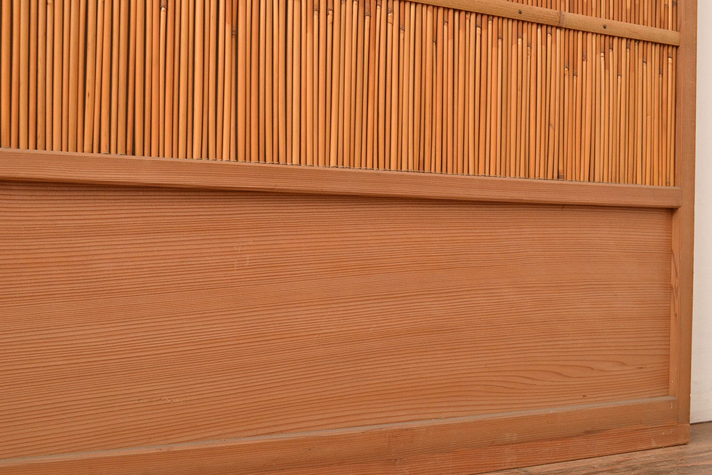 和製アンティーク　竹の桟が上品な和の雰囲気を醸し出す御簾戸2枚セット(簾戸、簀戸、葭戸、夏障子、夏戸、葦戸)(R-048308)