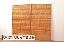 ペイント家具　レトロなペイントカラーが魅力の板戸2枚セット(引き戸、建具)