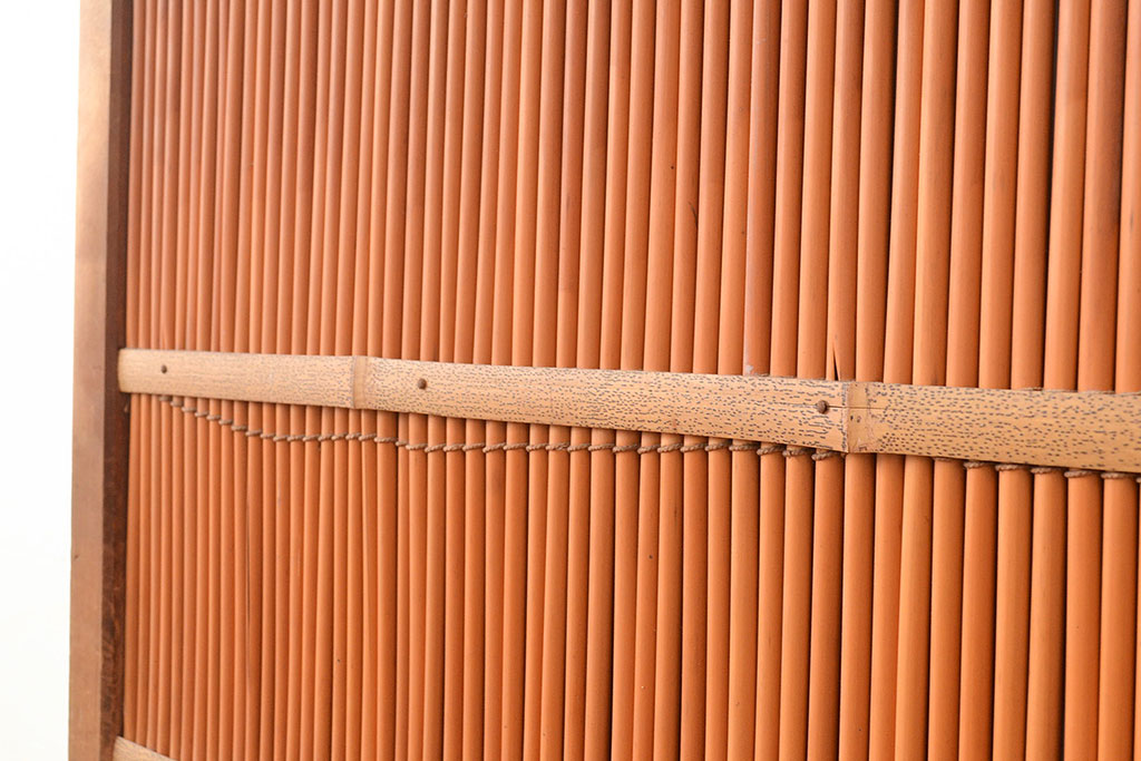 和製アンティーク　整然と並ぶ竹の桟が涼しげな御簾戸2枚セット(簾戸、簀戸、葭戸、夏障子、夏戸、すど、葦戸)(R-048315)